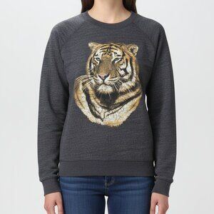 NWT Monrow Tiger Graphic Crewneck Sweatshirt Charcoal Gray – Women’s XS